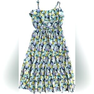 Floral midi chiffon dress